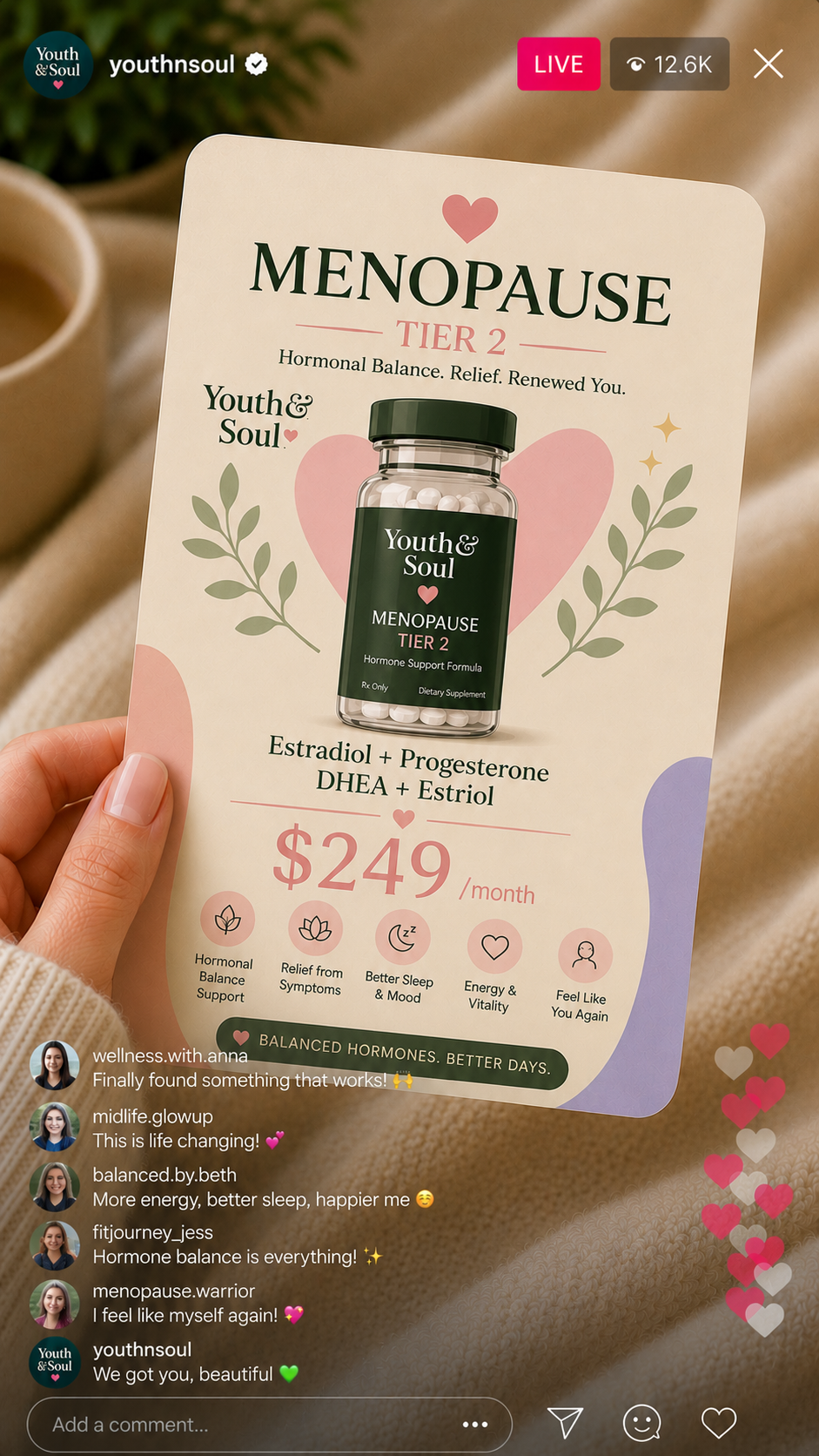 Menopause health card on Instagram Live