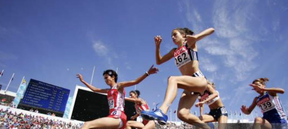 Jo Ankier competing in international athletics
